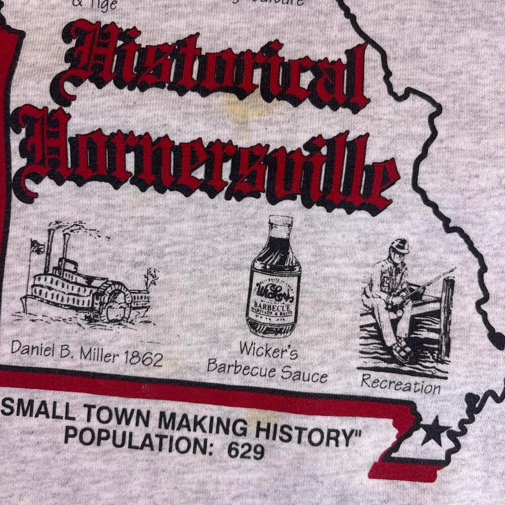 Vintage Historical Hornersville Missouri TownMap Crewneck Sweatshirt Size Small - Picture 4 of 6
